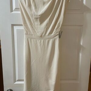 Express Cream Midi Dress Cowl Neck Pleated